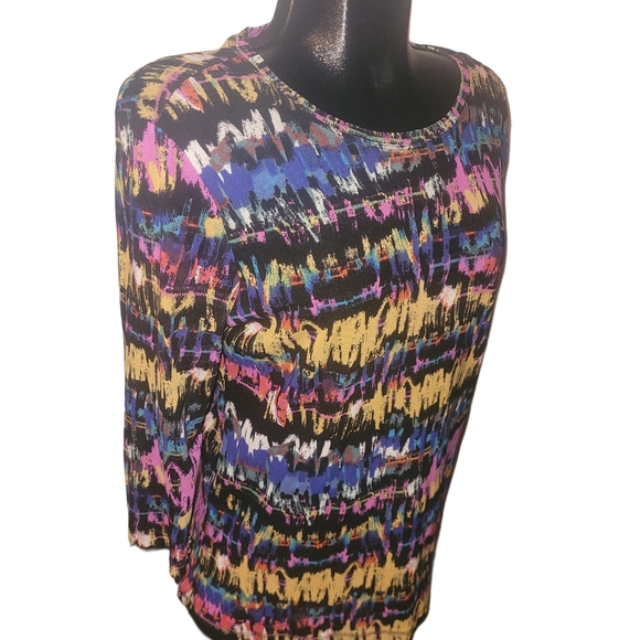 Tristan Multicolor Abstract Long Sleeve Top XL - Picture 3 of 7